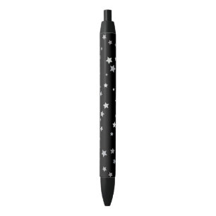 Stylo Noir Motif des étoiles d'argent mignonnes   Toute coule