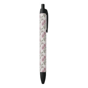 Stylo Noir Motif des fleurs d'hibiscus roses rousses
