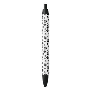 Stylo Noir Motif des pattes, pattes de chien, noir et blanc