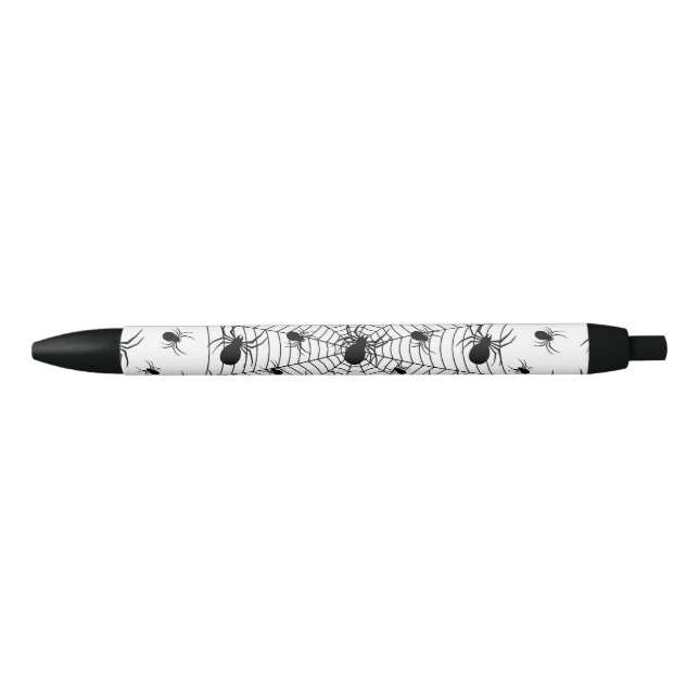 Stylo Noir Motif d'Halloween Black White araignées (Devant)