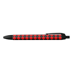 Stylo Noir Motif diamant à carreaux rouge et noir