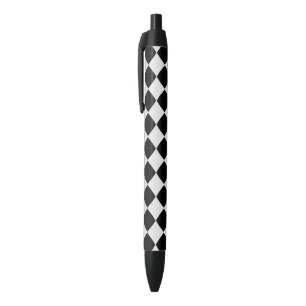 Stylo Noir Motif diamant noir et blanc