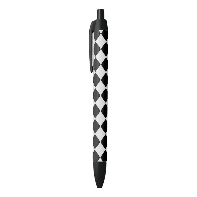 Stylo Noir Motif diamant noir et blanc (Haut (Vertical))