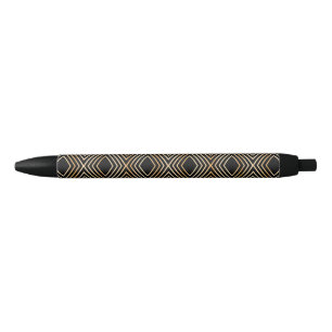 Stylo Noir Motif Diamant noir et or
