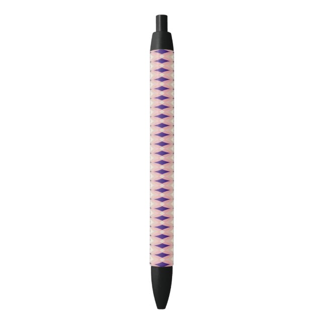 Stylo Noir Motif diamant rose et violet (devant Vertical)