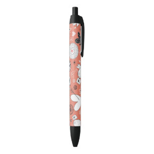 Stylo Noir Motif d'inséparables
