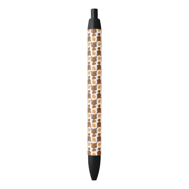 Stylo Noir Motif D'Ours, Ours Mignons, Automne, Citrouille (devant Vertical)