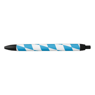 Stylo Noir Motif Drapeau Diamant Bavière bleu et blanc