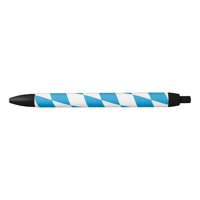 Stylo Noir Motif Drapeau Diamant Bavière bleu et blanc (Devant)