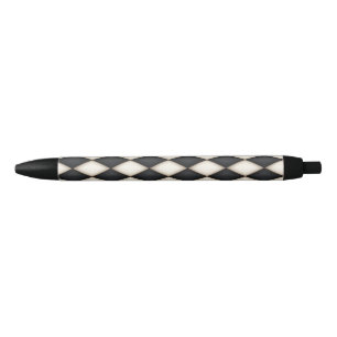 Stylo Noir Motif du chèque diamant Arlequin noir et blanc