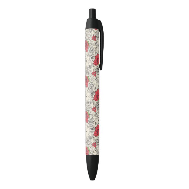 Stylo Noir Motif du jardin de fleurs de pavot (Bas (Vertical))