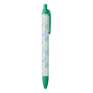Stylo Noir Motif du jardin fleuri Pastel Daisy
