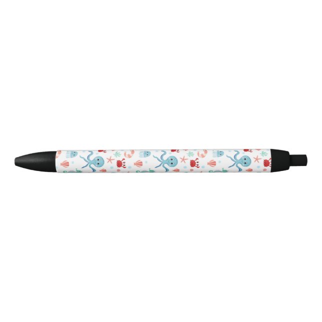 Stylo Noir Motif du monde marin (Devant)