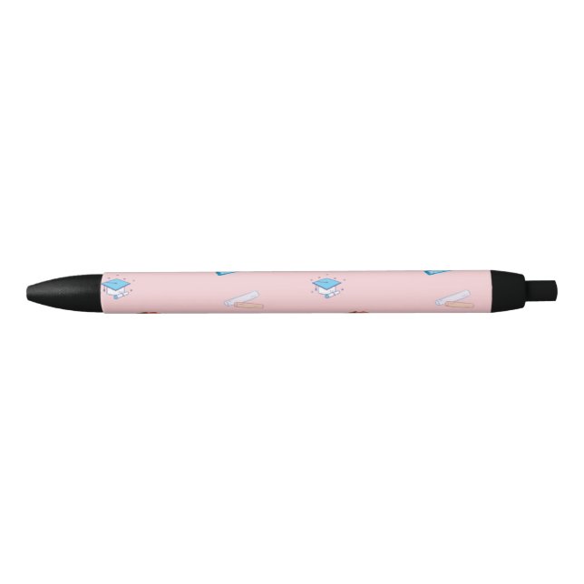 Stylo Noir Motif du poste d'enseignant en rose (Devant)