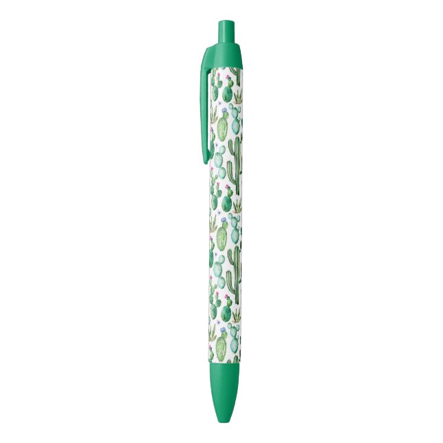 Stylo Noir Motif d'usines de cactus d'aquarelle (Haut (Vertical))