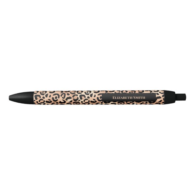 Stylo Noir Motif Empreinte de léopard (Devant)