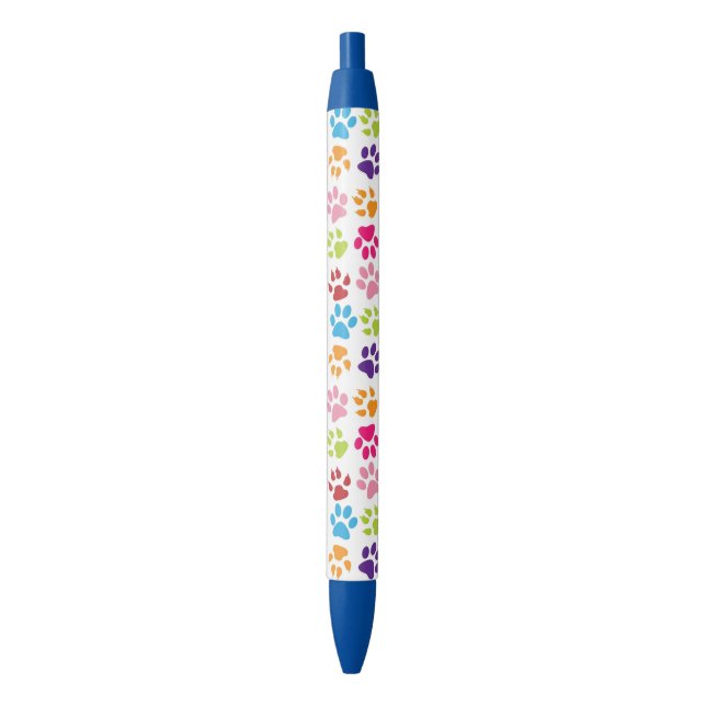 Stylo Noir Motif Empreinte de patte coloré (devant Vertical)