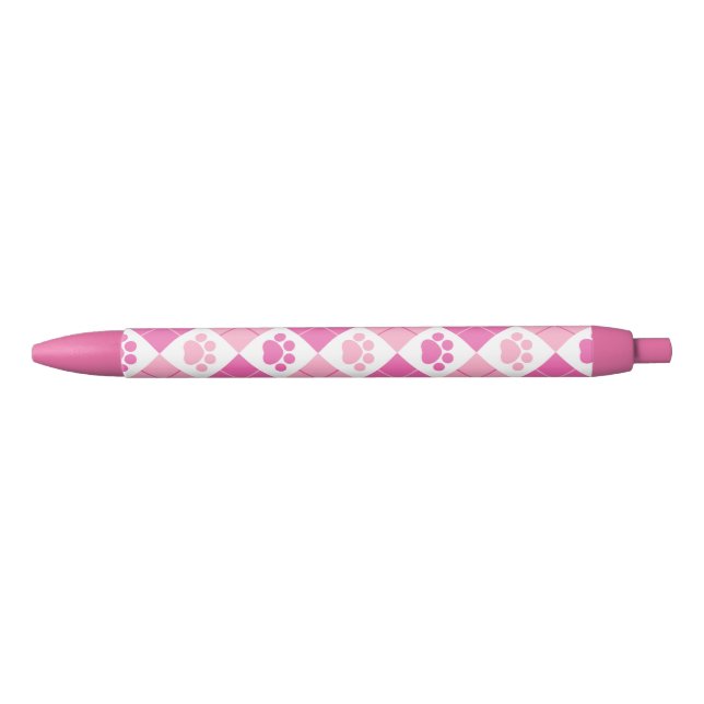 Stylo Noir Motif Empreinte de patte Jacquard rose (Devant)