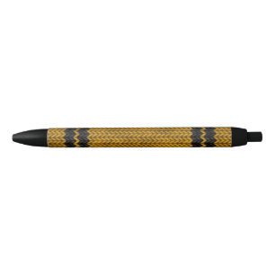 Stylo Noir Motif en bande à l'aspect knit jaune