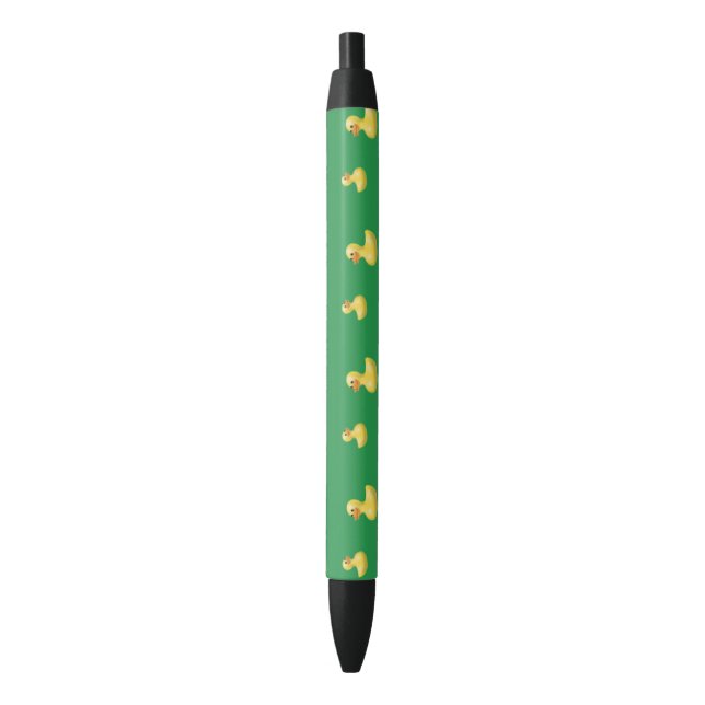 Stylo Noir Motif en caoutchouc vert de canard (devant Vertical)