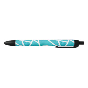 Stylo Noir Motif en mosaïque bleu-vert et blanc