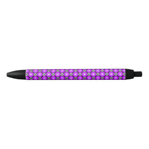 Stylo Noir Motif en treillis noir et blanc à points roses Mag