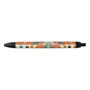 Stylo Noir Motif ethnique tribal africain Terre Multicolores 