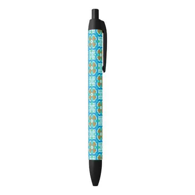 Stylo Noir Motif ethnique Turquoise (Bas (Vertical))