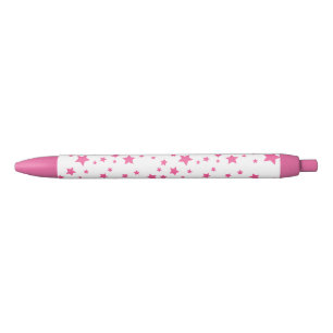Stylo Noir Motif Étoile Rose
