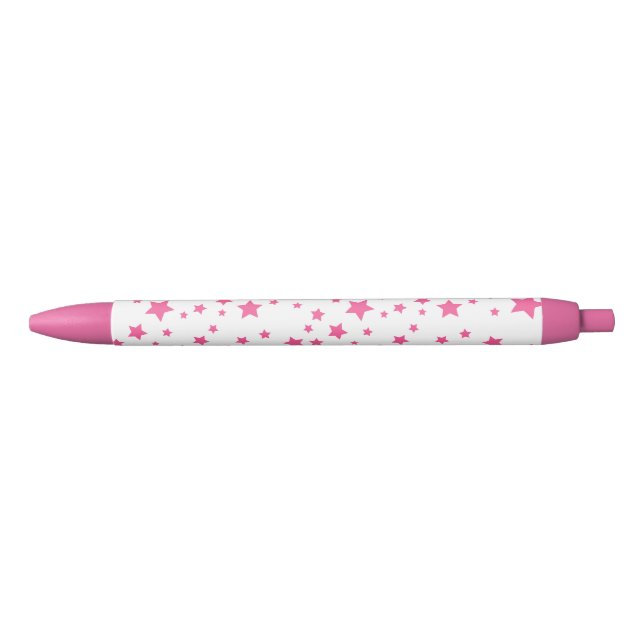 Stylo Noir Motif Étoile Rose (Devant)