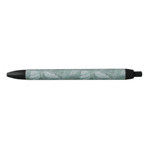 Stylo Noir Motif feuille d'acanthe bleu sarcelle de William M