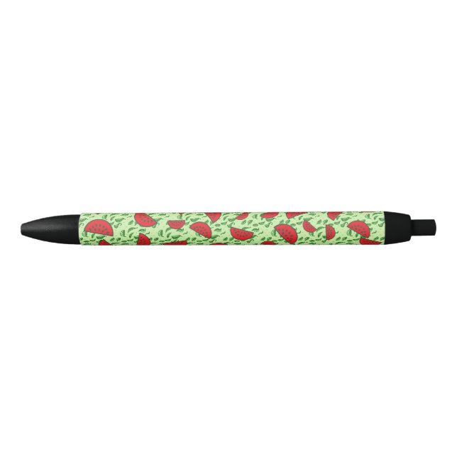 Stylo Noir Motif feuille et pastèques (Devant)