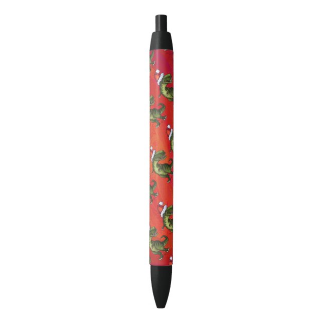 Stylo Noir Motif Fextive TRex Dino sur rouge (devant Vertical)