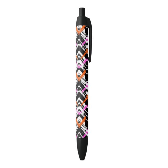 Stylo Noir Motif Flèche De Main Noire, Orange Et Rose (Bas (Vertical))