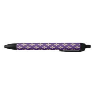 Stylo Noir Motif Fleur de Lis, Crème Royale Française sur Vio