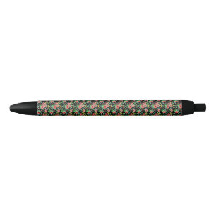 Stylo Noir Motif Fleurs Rose Floral-235