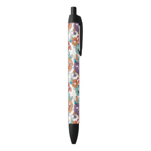 Stylo Noir Motif floral 5 d'élégance abstraite