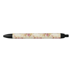 Stylo Noir Motif floral à l'aquarelle vintage