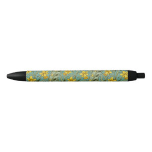 Stylo Noir Motif floral classique Narcisse de William Morris