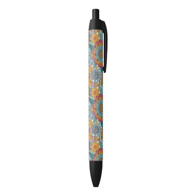Stylo Noir Motif floral coloré (Bas (Vertical))