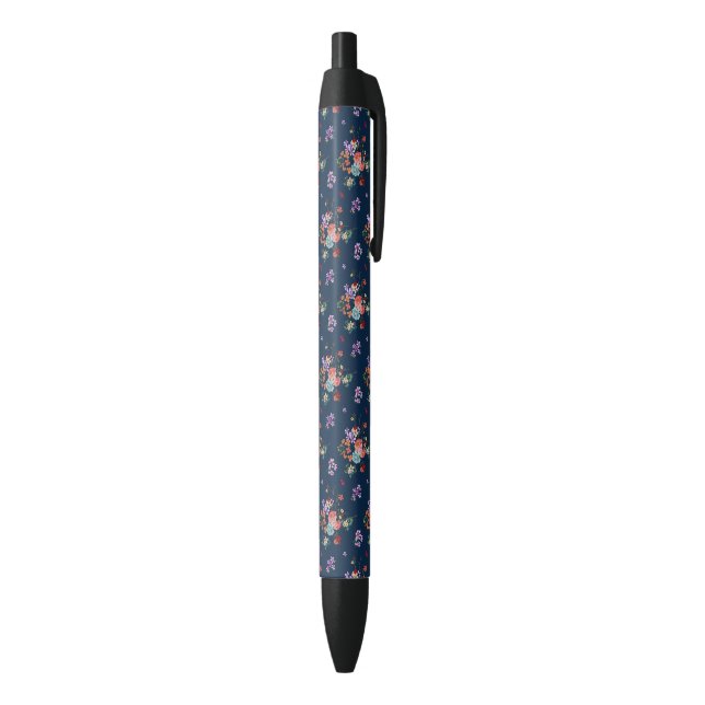 Stylo Noir Motif floral de bouquet rose (Bas (Vertical))