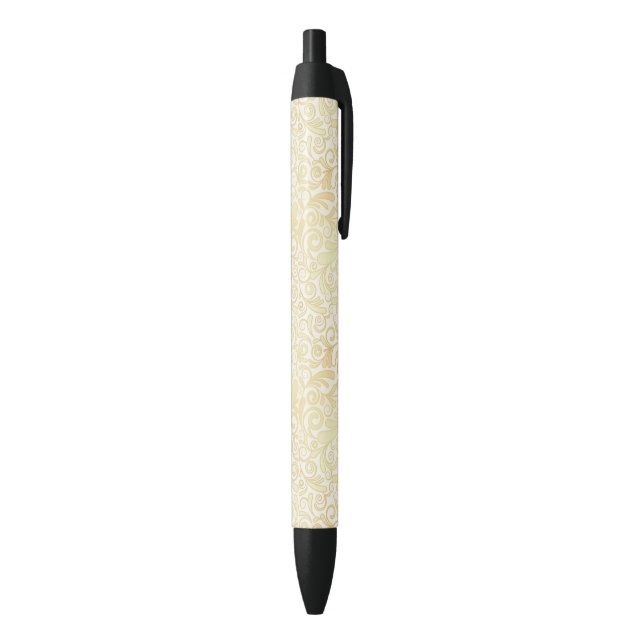 Stylo Noir Motif floral de feuille d'or (Bas (Vertical))