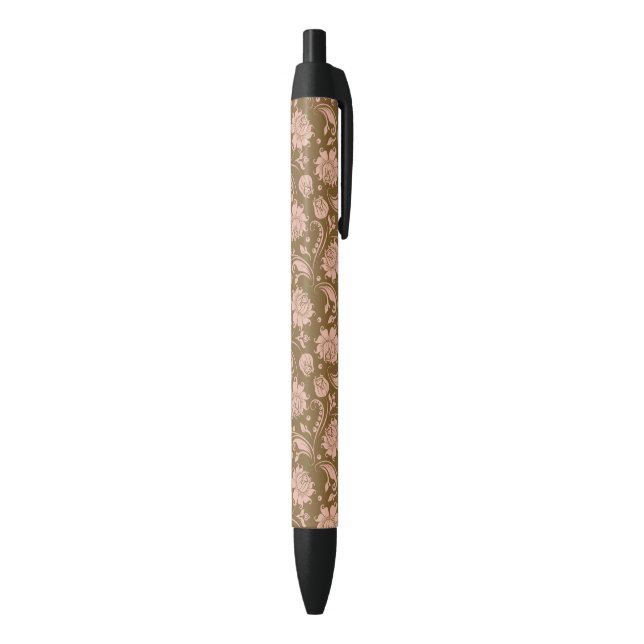 Stylo Noir Motif floral de rose et de brun (Bas (Vertical))