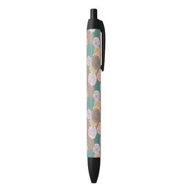 Stylo Noir Motif floral élégant. Floral lumineux (Bas (Vertical))