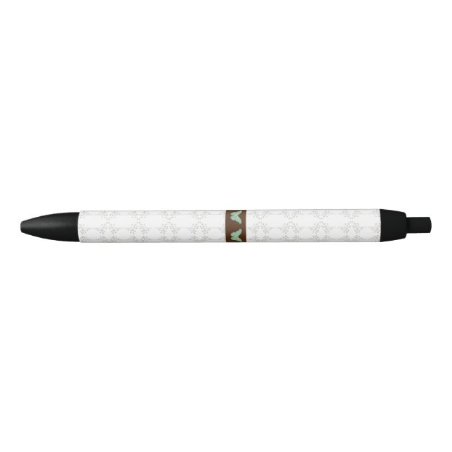 Stylo Noir Motif floral et papillon (Devant)