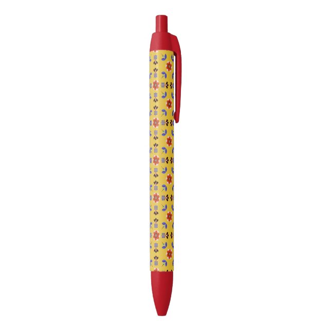 Stylo Noir Motif floral géométrique de style scandinave (Bas (Vertical))