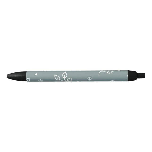 Stylo Noir Motif floral moderne (Devant)