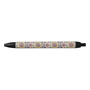 Stylo Noir Motif Floral rose et bleu sans joint