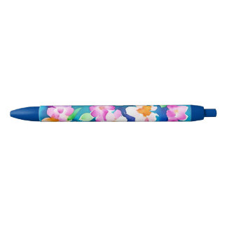 Stylo Noir Motif floral rose et joli