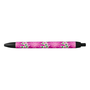 Stylo Noir Motif floral rose vif sans couture 